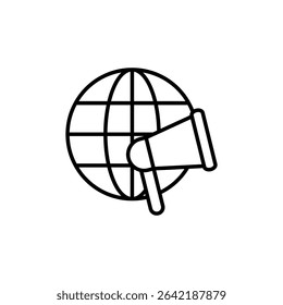 Global Announcement With Megaphone Depicting Worldwide Communication