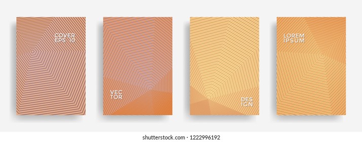 Global annual report design vector collection. Gradient halftone grid texture cover page layout templates set. Report covers geometric design, business booklet pages corporate backgrounds.