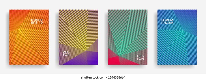 Global annual report design vector collection. Gradient grid texture cover page layout templates set. Report covers geometric design, business booklet pages corporate banners.