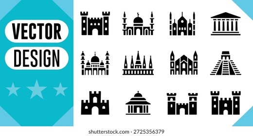 Global architectural icons vector art architecture