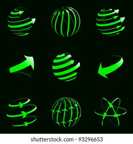 Global arrow icons. Vector illustration.