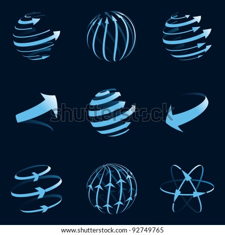 Global arrow icons. Vector illustration.