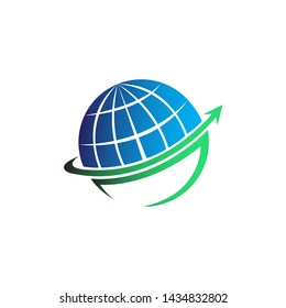 global arrow logo template design vector in isolated white background