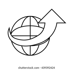 global and arrow silhouette. Delivery design. vector graphic