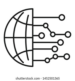 Icono de inteligencia artificial global. Esquema de icono de vector de inteligencia artificial global para diseño web aislado en fondo blanco