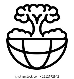Global atomic explosion icon. Outline global atomic explosion vector icon for web design isolated on white background