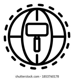 Icono de subasta global. Icono de vector de subasta global de esquema para diseño web aislado en fondo blanco