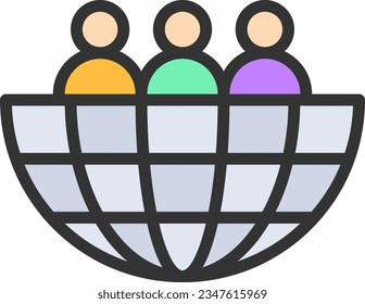 Imagen del icono de la audiencia global. Adecuado para aplicaciones móviles.