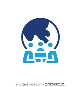 global audience with people and globe colored icon vector design good for web or mobile app