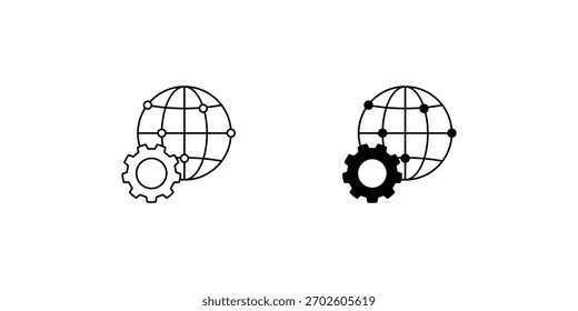 Global Automation set icon with white background vector stock illustration