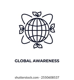 global awareness outline icon. Linear vector from ecology concept. Thin line global awareness icon isolated on white background