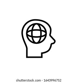 Global awareness vector icon in linear, outline style isolated on white background