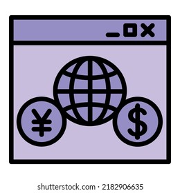 Global banking icon outline vector. Online bank. Card check