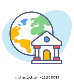 concepto de ilustración vectorial de calidad Premium de banca global. Símbolo de icono de línea plana.