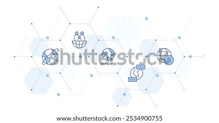Global Banner Vector Illustration with Icon Style in Between. Line Duotone icon. Containing world, global, global day of parents, language, worldwide.