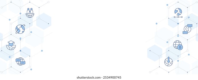 Global Banner Vector Illustration with Two-sided Icon Style. Line Duotone icon. Containing global warming, world, global, global day of parents, language, worldwide, knowledge.
