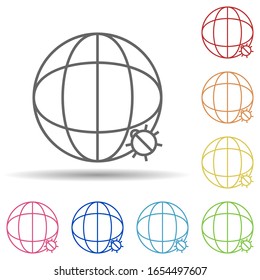 Global beetle in multi color style icon. Simple thin line, outline vector of virus antivirus icons for ui and ux, website or mobile application