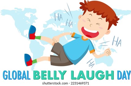 Global belly laugh day logo banner illustration