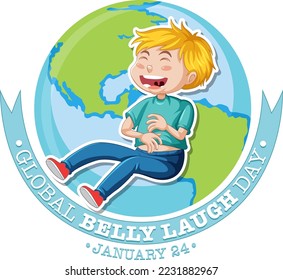 Global belly laugh day logo banner illustration