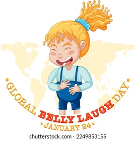 Global belly laugh day logo banner illustration