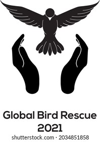 Global Bird Rescue 2021 black icon with text. 