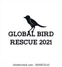 Global Bird Rescue 2021 black icon with text. 