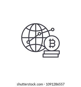 Global bitcoin demand linear icon concept. Global bitcoin demand line vector sign, symbol, illustration.