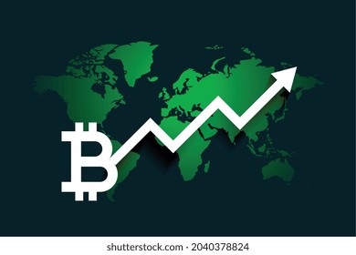 global bitcoin growth arrow chart background