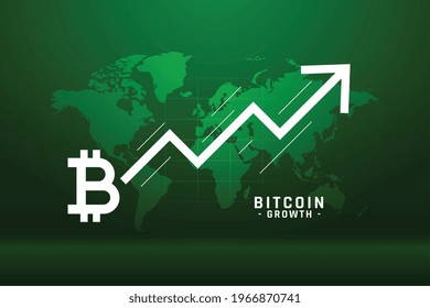 global bitcoin growth chart concept background