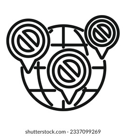 Global blacklist icon outline vector. User data. Digital internet