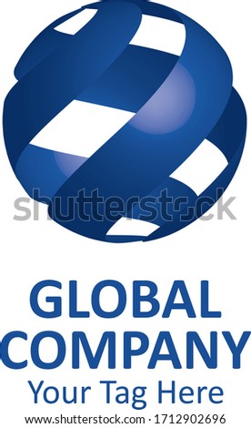 Global blue vector logo spiral shape for trusted business around the world