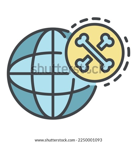Global bones atack icon. Outline global bones atack vector icon color flat isolated on white