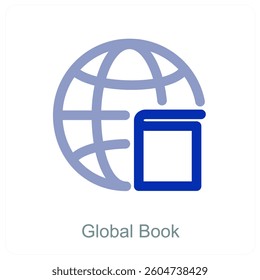 Global Book and globe icon concept