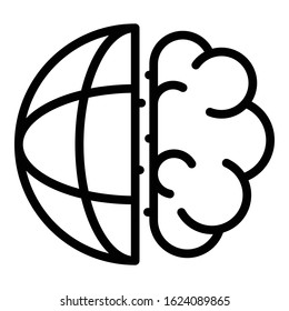 Global brain icon. Outline global brain vector icon for web design isolated on white background