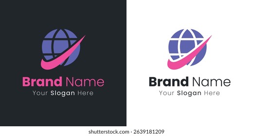 Global Brand Expansion Logo Design Worldwide Connections Identity and Innovative Company Concept Creative