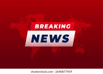 global breaking news red background with world map vector