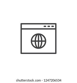 Global browser page outline icon. linear style sign for mobile concept and web design. Browser internet webpage simple line vector icon. Symbol, logo illustration. Pixel perfect vector graphics