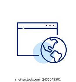 Global browsing experience. Web page and Earth globe. Worldwide Internet access. Pixel perfect, editable stroke icon