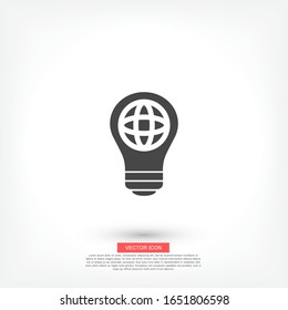 Icono de la bombilla GLOBAL. Vector Eps 10 . Diseño plano Lorem Ipsum