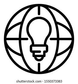 Global bulb idea icon. Outline global bulb idea vector icon for web design isolated on white background
