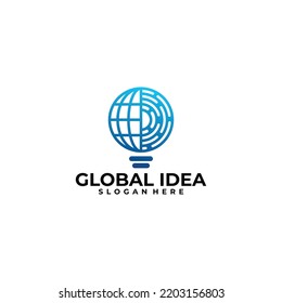 global bulb logo vector design template