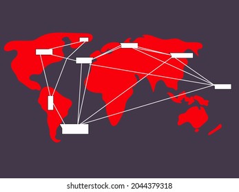 Global business Best Concept illustration, communication line connection symbol, red color, gray background.