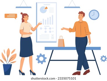 Global Business Chart, Flat vector illustration