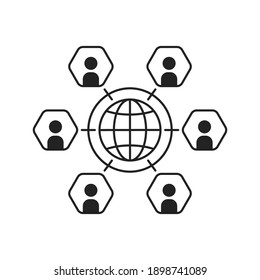 global business collaboration or community. simple trend net communication logotype graphic chart art design. concept of web career or freelance and project discussion or brainstorming in alliance