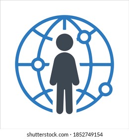Icono Global de Comunicación Empresarial. Vector y glifo