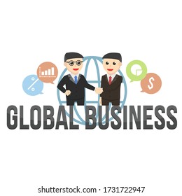 global business concept with business characters on white background