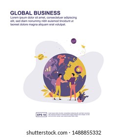 Global business concept vector illustration flat design for presentation, social media promotion, banner, and more