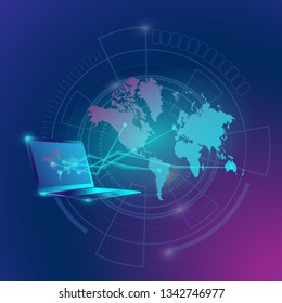Global business connecting on the world. World point connection  to clearly target increase chances for success even more. Web banner for banking or finance community. Vector Illustration design.