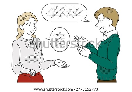 Global business conversation between casual man and woman