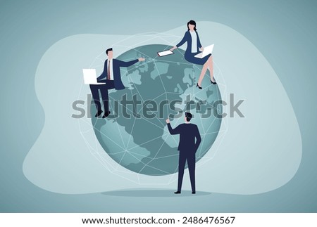 Global business cooperation. Teamwork, Group of Business People. The team around the globe. International project.